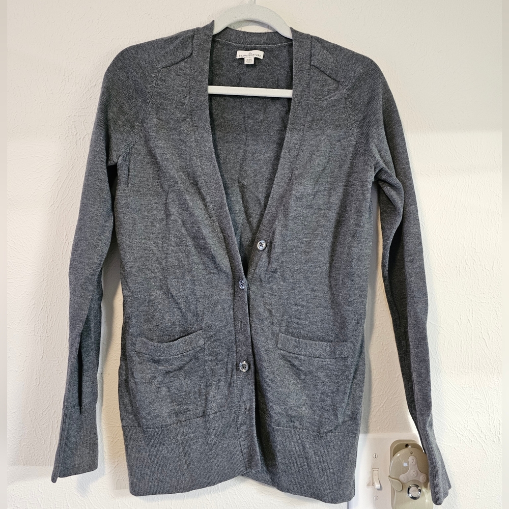 LL Bean grey wool cardigan